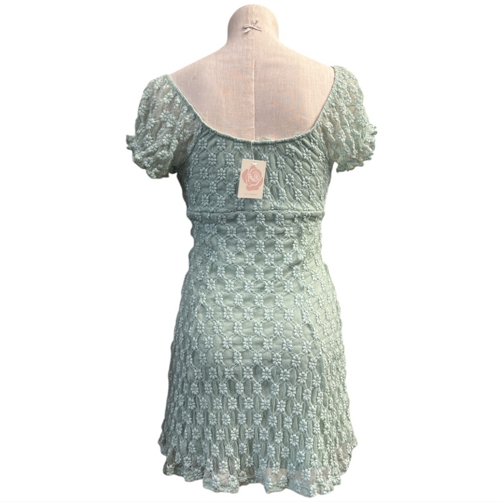 The SHEER COLLECTION by NO COMMENT Mint Green Lace Knit Dress - Picture 2 of 6